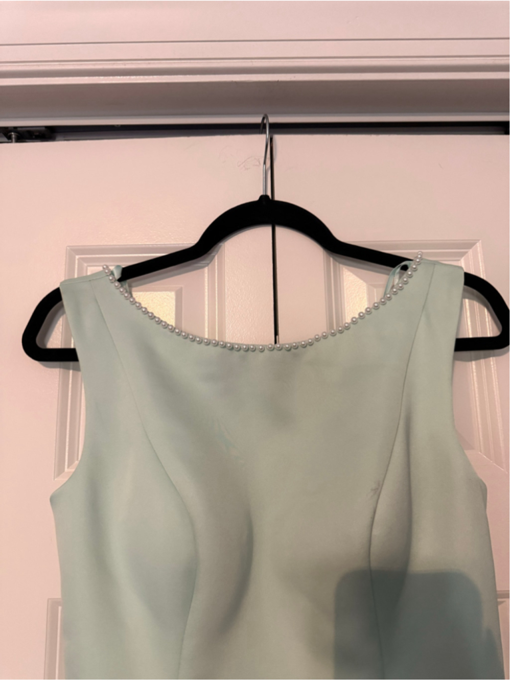 Women's Mini Dress Size 4 Mint Green with Pearl Trim - Picture 3 of 9